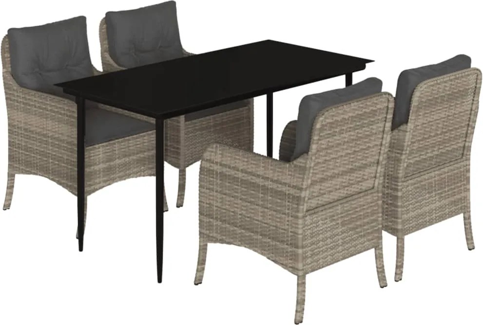 vidaXL Set mobilier de grădină cu perne, 5 piese gri deschis poliratan