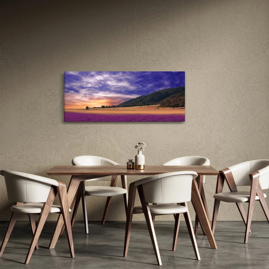 Tablou cu lunca cu lavandă (120x50 cm)