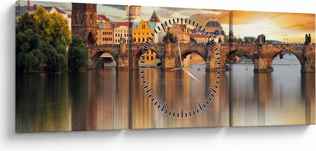 Tablou - Praga (cu ceas) (90x30 cm)
