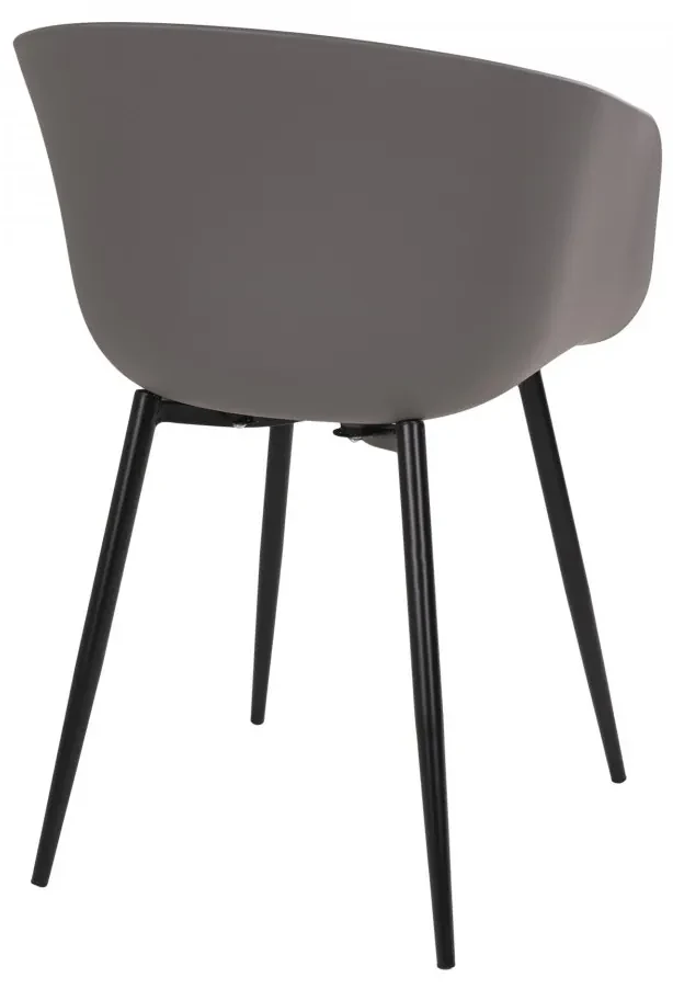 Scaun dining gri din piele cu picioare negre Roda