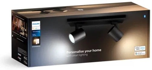 Spot LED dimabil Philips Hue RUNNER 2xGU10/4,2W/230V negru + telecomandă