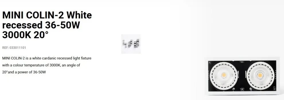 Spot LED incastrabil MINI COLIN-2 White recessed 36-50W 3000K 20°