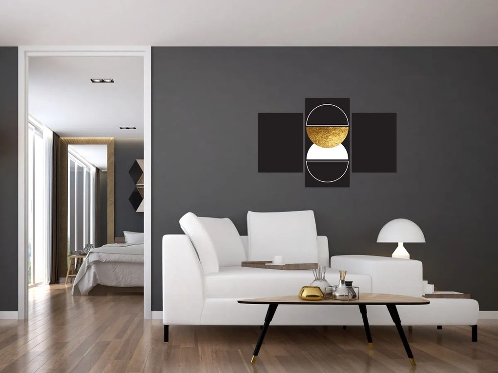 Tablou - Abstracție de aur și negru N⁰2 (90x60 cm)