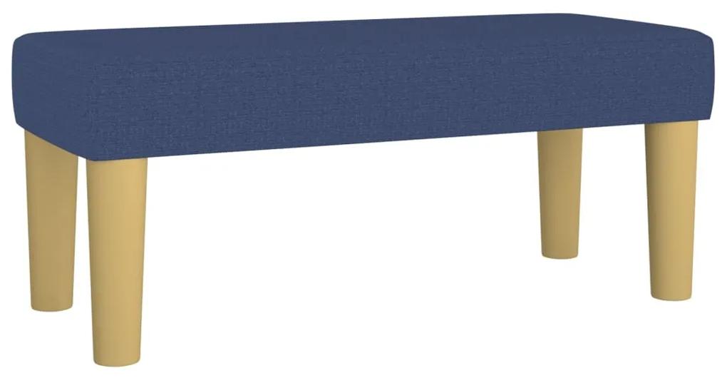 Pat box spring cu saltea, albastru, 90x200 cm, textil Albastru, 90 x 200 cm, Benzi verticale