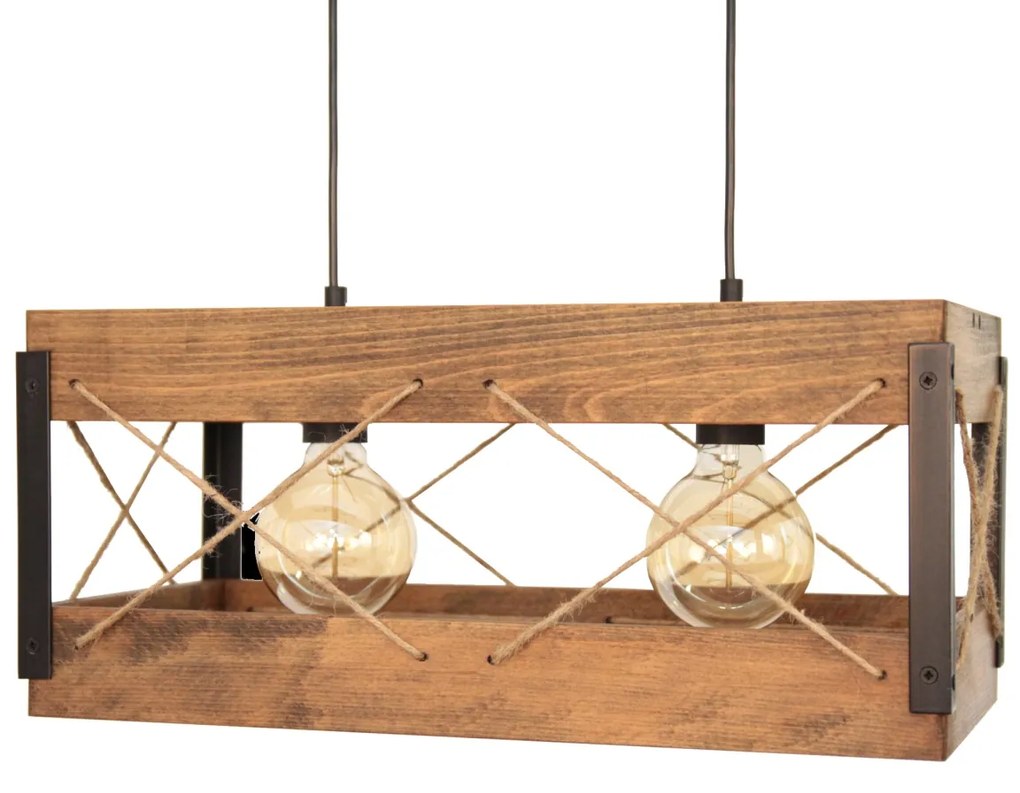 Lustra suspendata rustica fabricata manual din lemn Xara