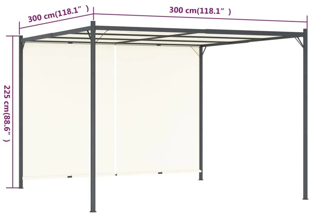Pergola cu acoperis rabatabil, alb crem, 3 x 3 m, otel 1, Alb crem