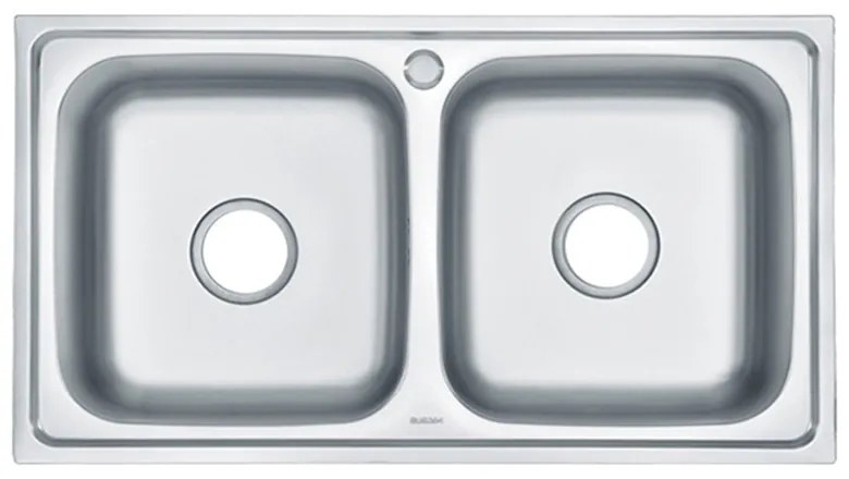 Chiuvetă pătrată Nago din oțel inoxidabil cu două cuve