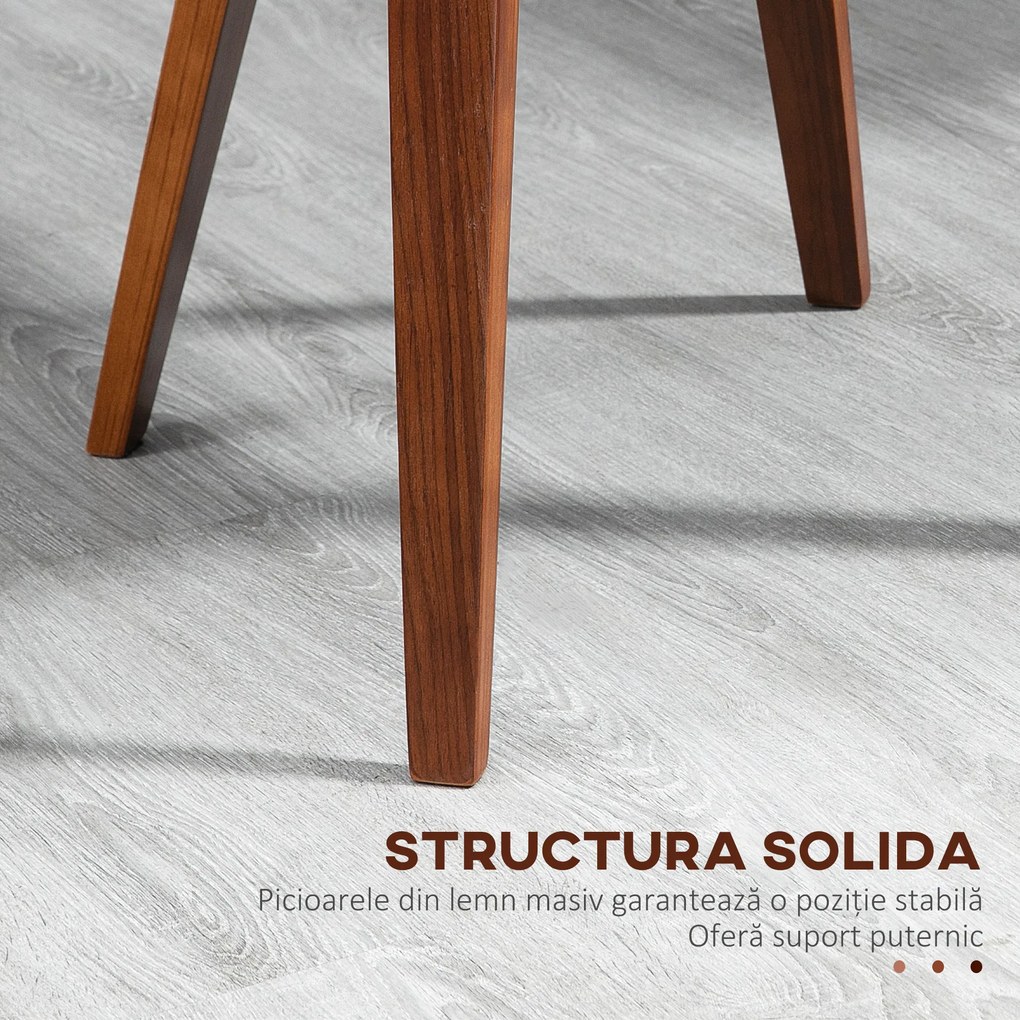 HOMCOM Set de 2 Scaune de Sufragerie Stil Vintage Îmbunătățite în Lemn și Piele Sintetică PU, Negru și Lemn | Aosom Romania