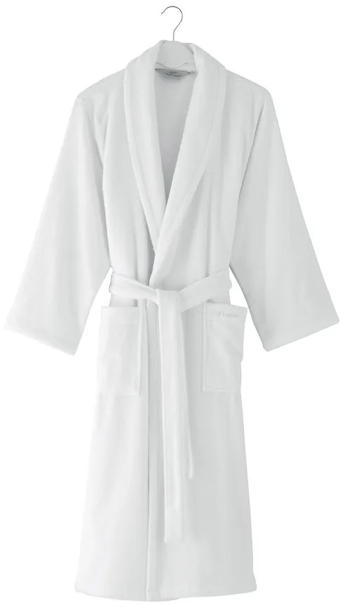 Halat unisex MICRO COTTON în cutie cadou + papuci Alb crem / Ecru XL +  Papuci de casa  (42/44) + cutie cadou
