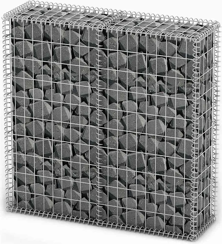 vidaXL Coș gabion cu capace, sârmă galvanizată, 100 x 100 x 30 cm