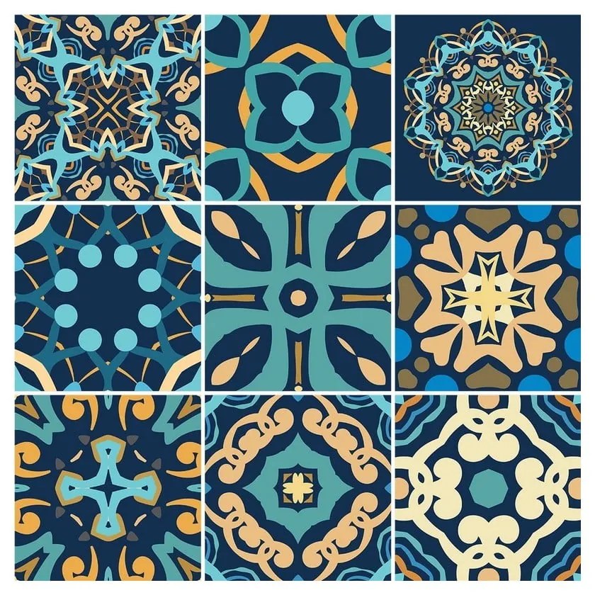 Set 9 autocolante perete Ambiance Dizier, 10 x 10 cm