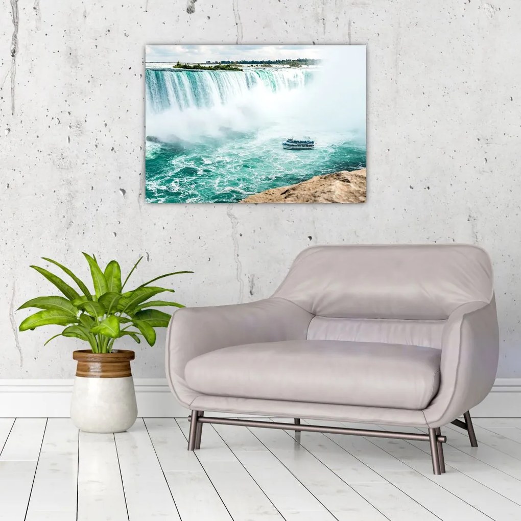 Tablou cu cascadele și corabie (70x50 cm)