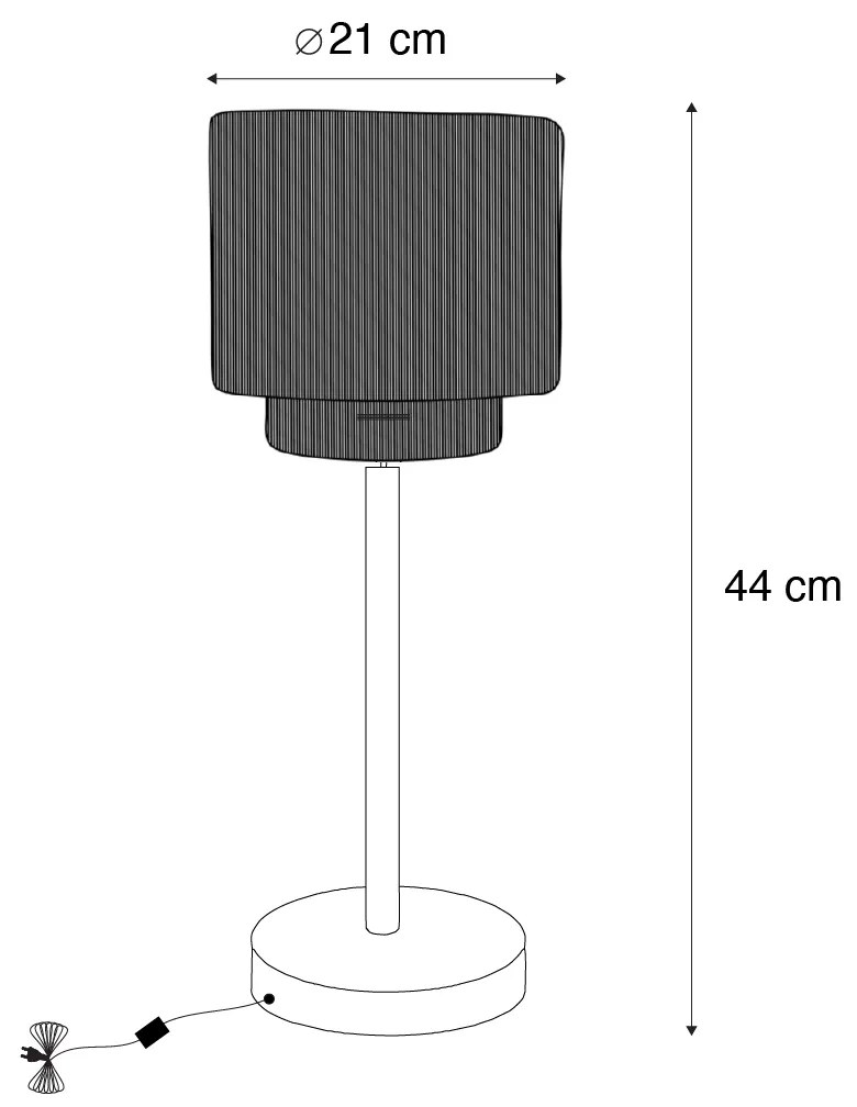 Lampă de masă Japandi neagră cu frânghie maro - Smilla