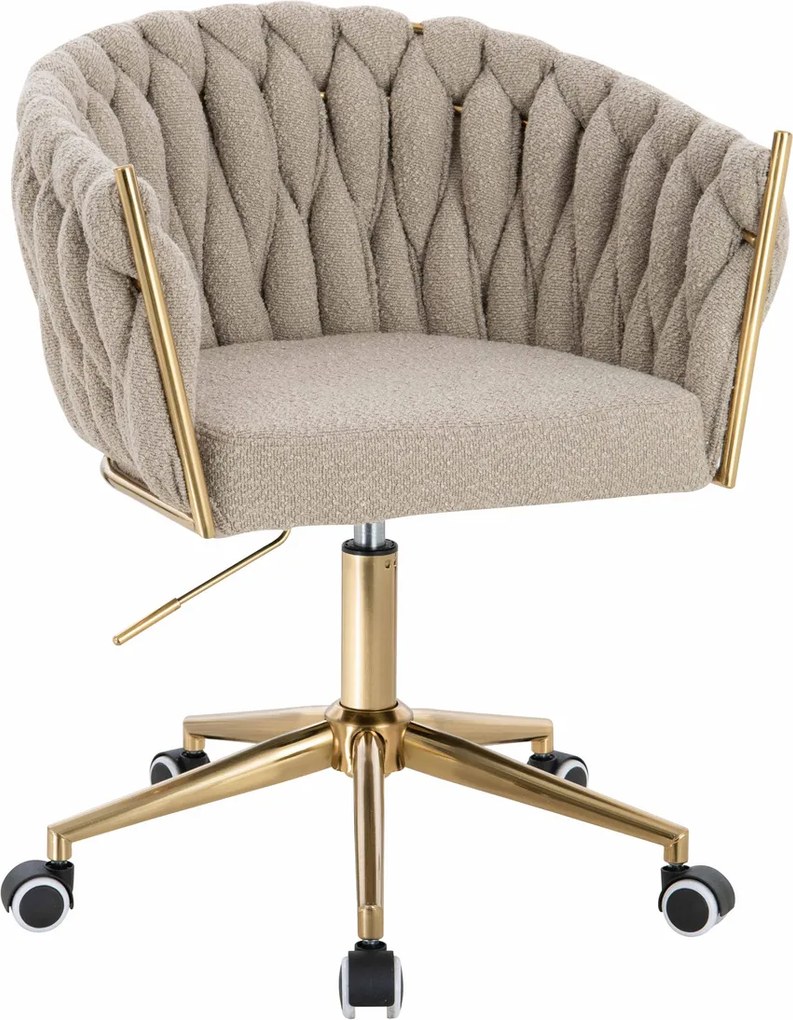 HR750K Scaun Latte Boucle cu Bază Aurie