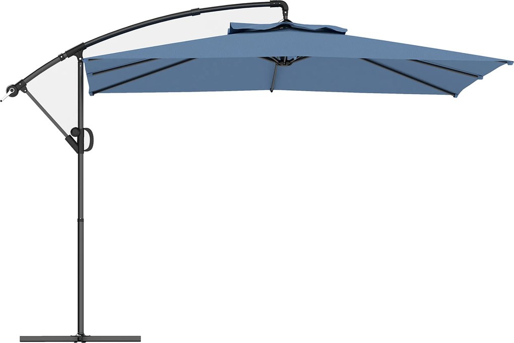 Outsunny Umbrelă de Soare Suspendată cu Rotire la 360°, Mâner cu Manivelă și Înclinare, 300x325x230 cm, Kaki | Aosom Romania