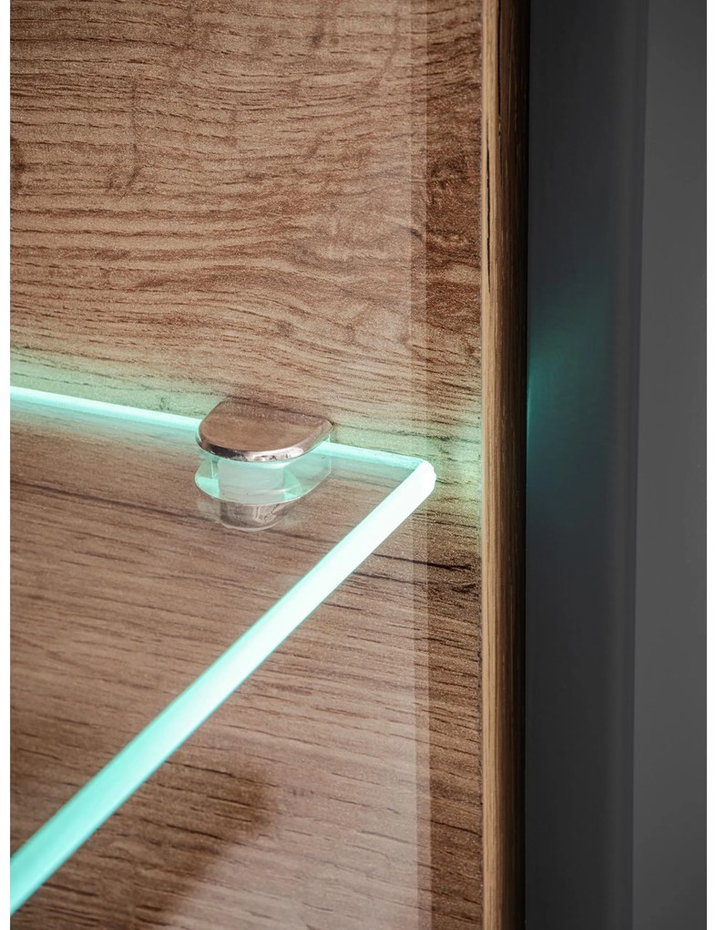 Mobilier living Siluett (antracit + stejar wotan) (cu iluminat LED). 1097583
