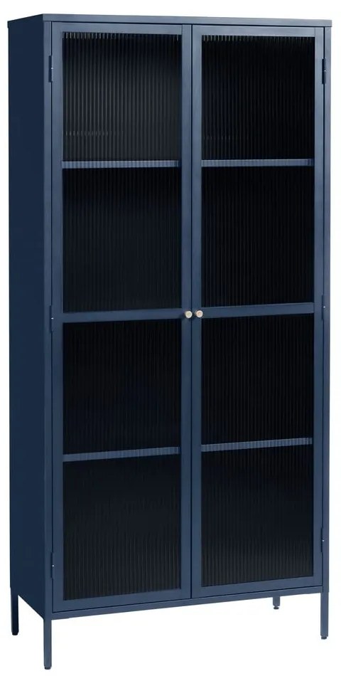 Vitrină albastru-închis din metal 90x190 cm Bronco – Unique Furniture