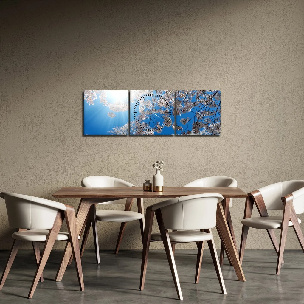 Tablou - Flori de cireș (cu ceas) (90x30 cm)