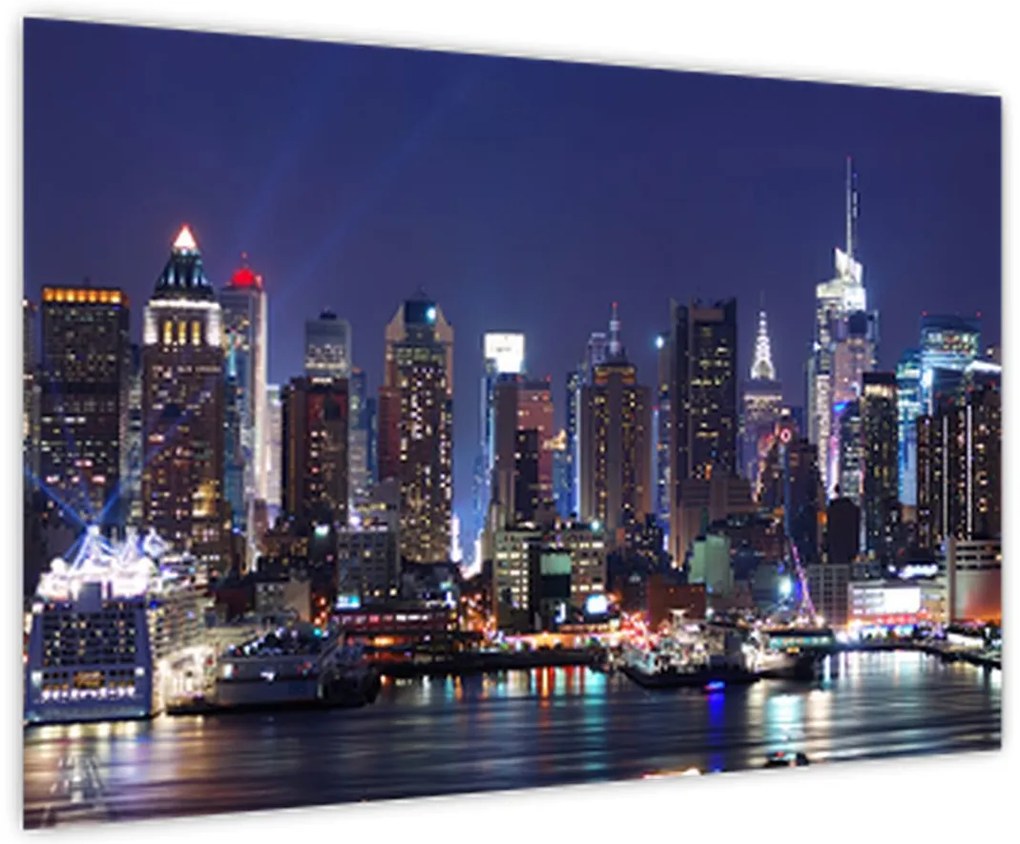 Tablou - Zgârie-nori din New York iluminate (90x60 cm)