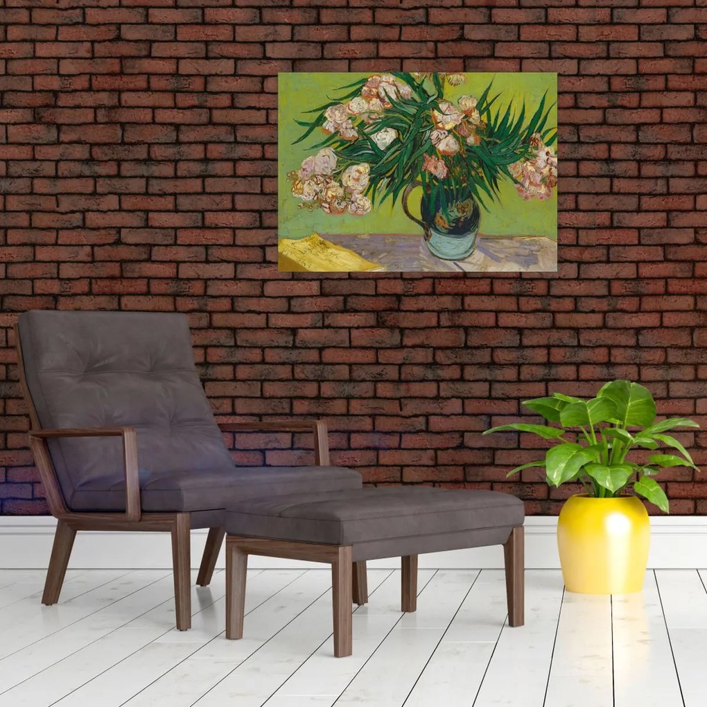 Tablou pe sticlă - Vincent van Gogh, Oleanders, reproducere (70x50 cm)