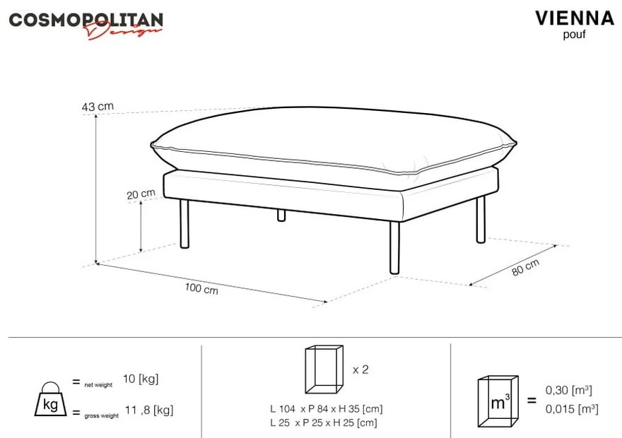 Taburet Cosmopolitan Design Vienna, 100 x 80 cm, bej