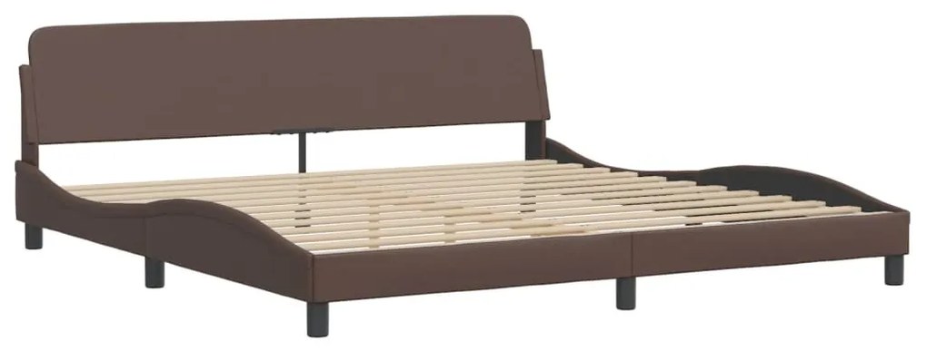 3208119 vidaXL Cadru de pat cu tăblie, maro, 200x200 cm, piele ecologică