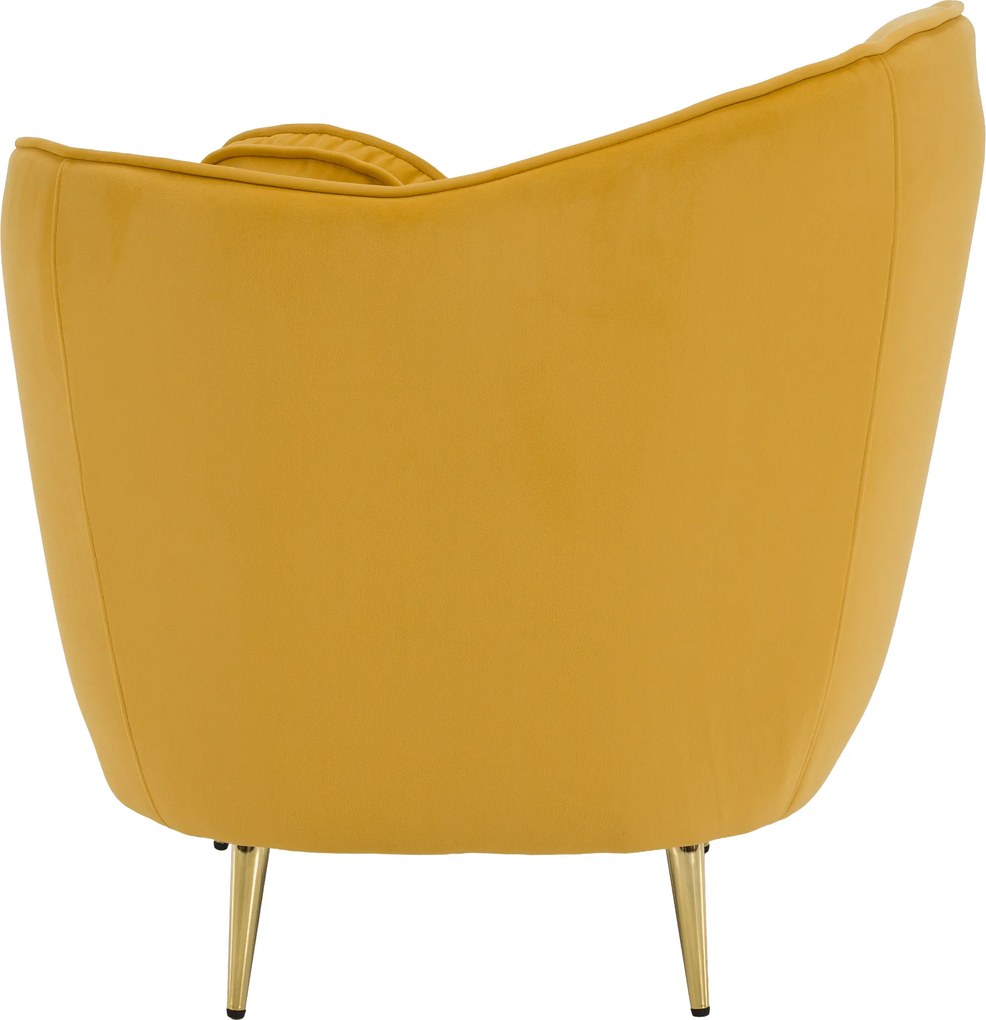 Fotoliu de design, ţesătură Velvet galbenă/gold crom auriu, EZIO