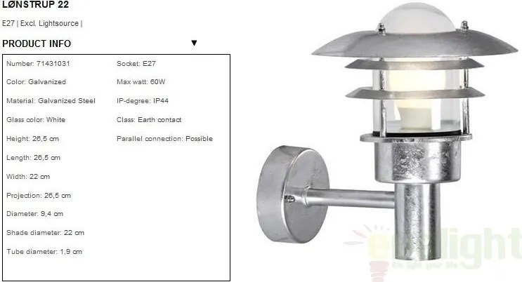 Aplica de perete exterior IP44 Lonstrup 22 GS 71431031NL