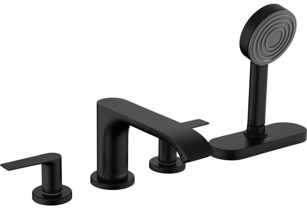 Baterie cada culoare negru mat cu 4 orificii si sBox, Hansgrohe Vivenis Negru mat