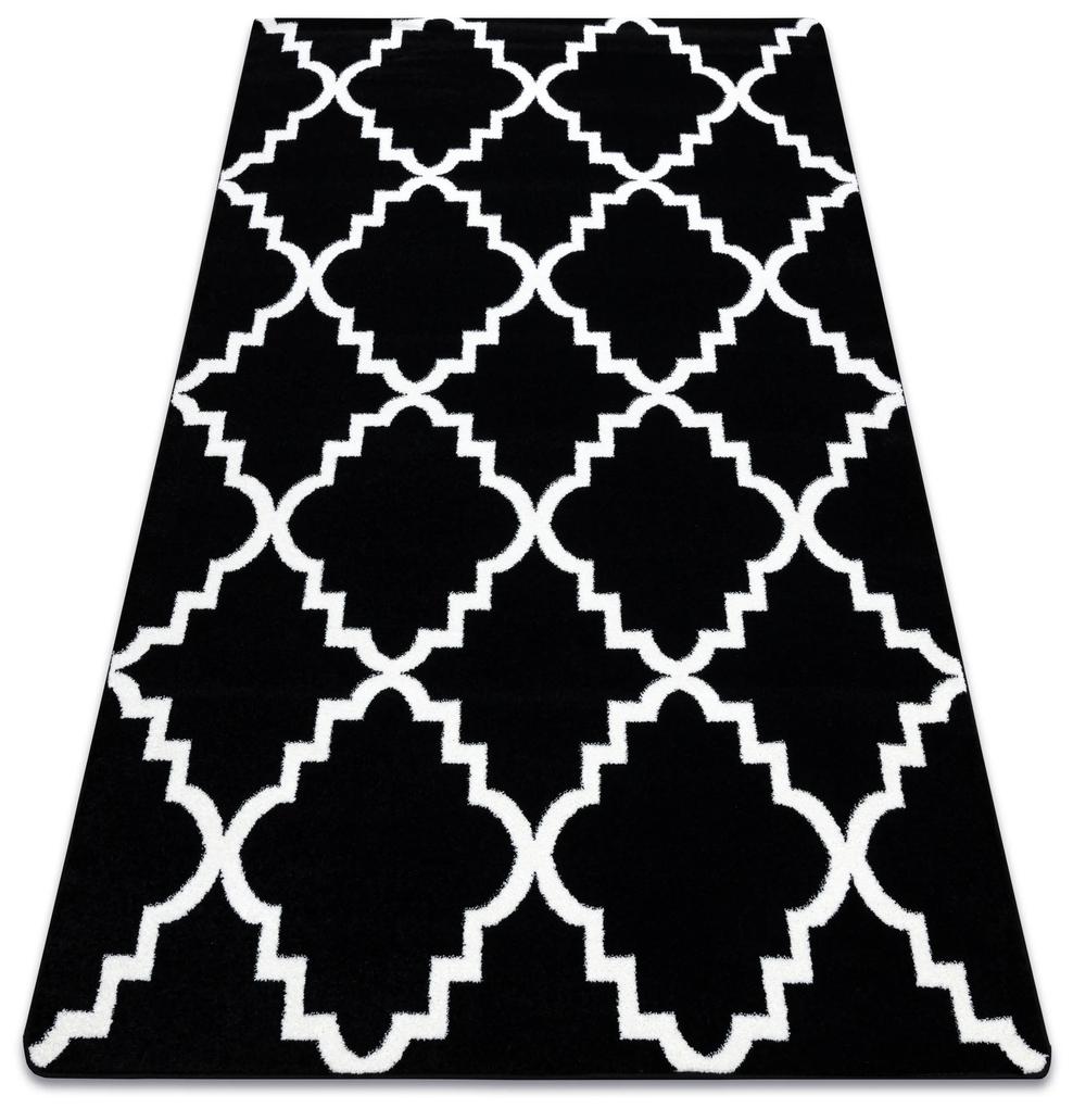 Covor Sketch - F343 negru și cremă marocani Trellis