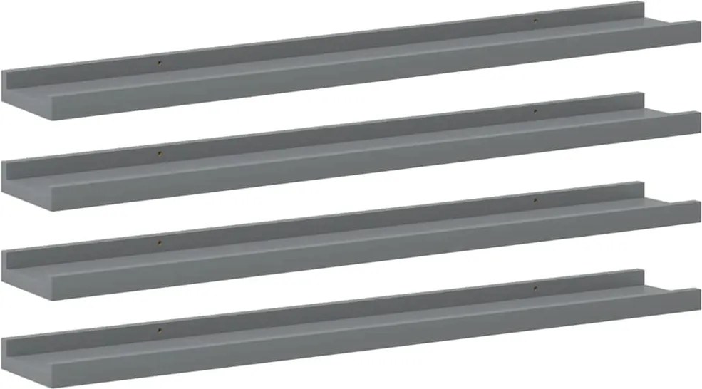 vidaXL Rafturi de perete, 4 buc., gri, 80x9x3 cm