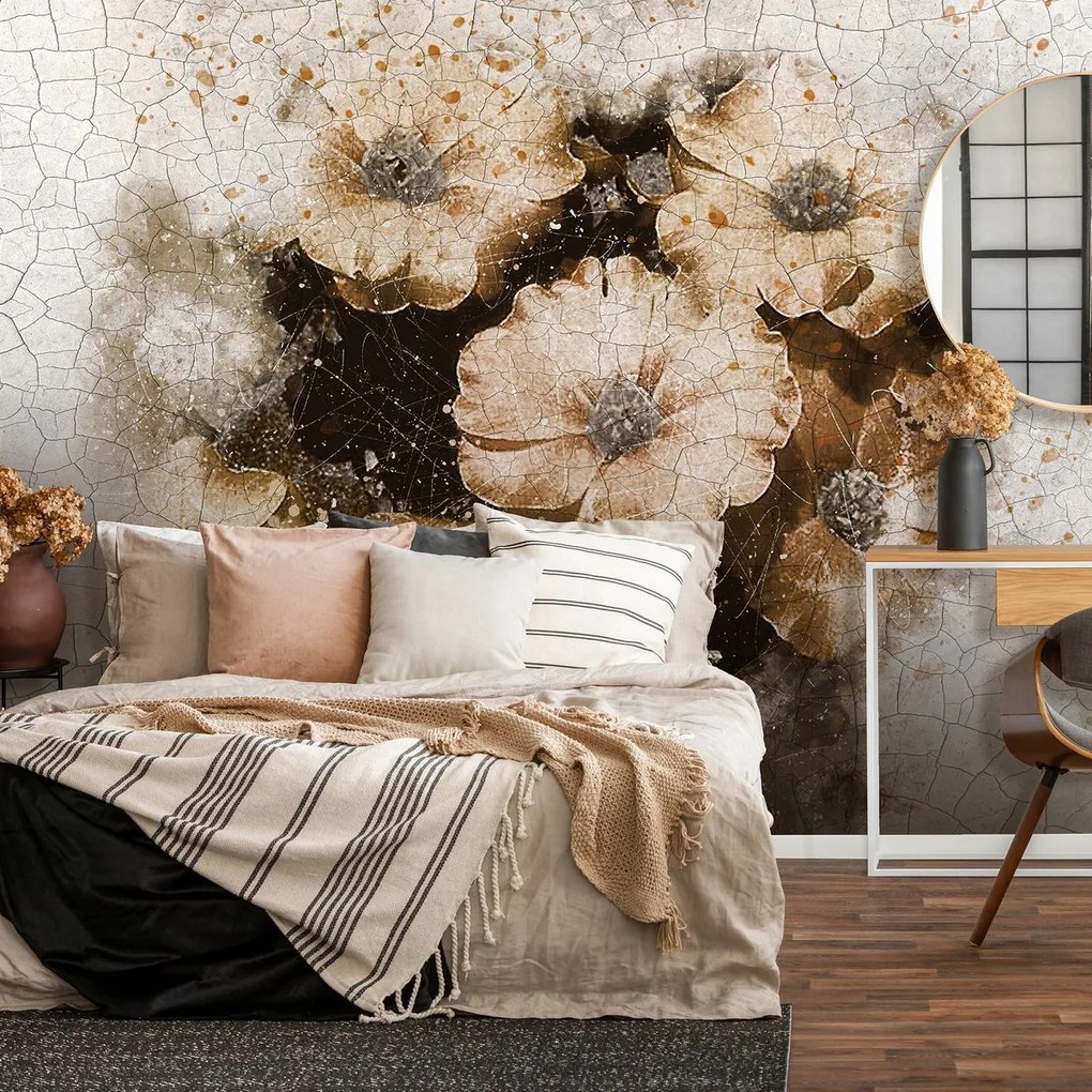 Fototapet - Flori - perete spart (254x184 cm)
