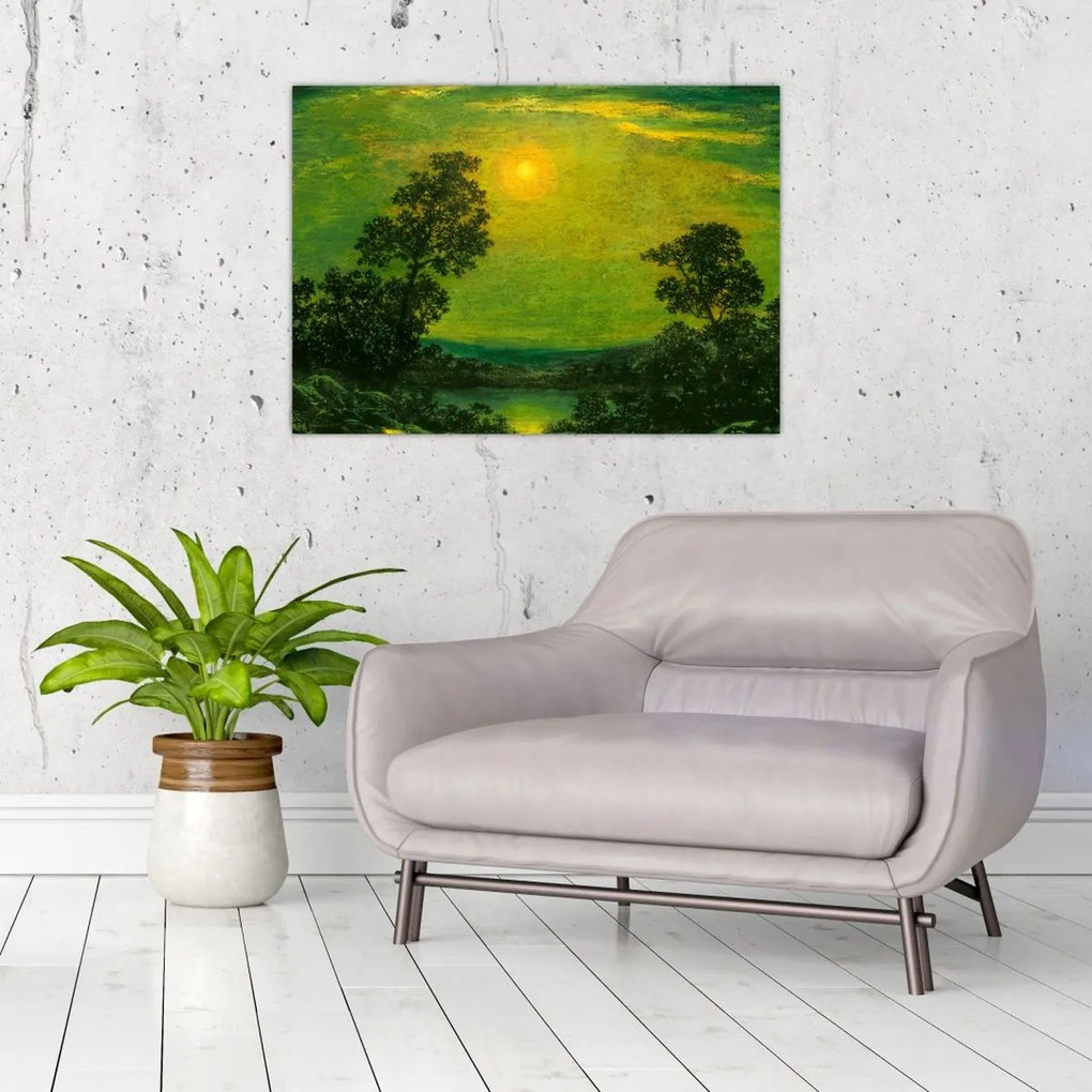 Tablou pe sticlă - Imitator of Ralph Albert Blakelock, Moonlight, reproducere (70x50 cm)