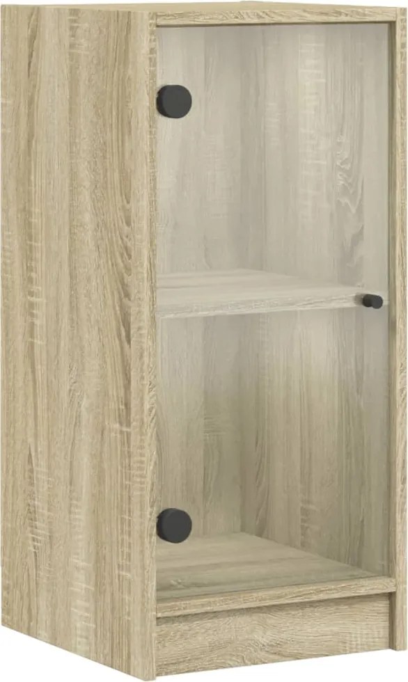 vidaXL Dulap lateral cu uși din sticlă, stejar sonoma, 35x37x75,5 cm