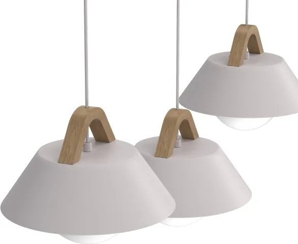 Lustră suspendată pe cablu FUNDA, 3 x E27, 15W, 230V, crem