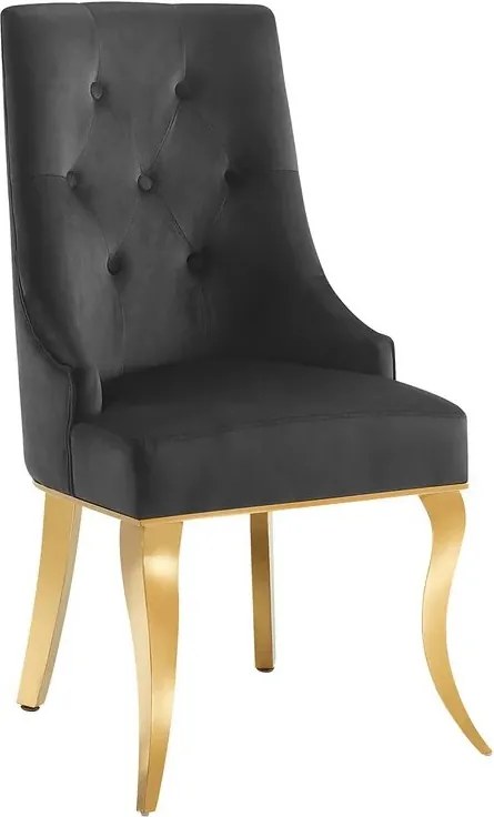 Set 2 scaune Modern Barock, auriu/ catifea neagra