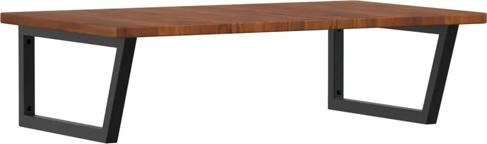 vidaXL Raft pentru lavoar montat pe perete, oțel și lemn masiv stejar