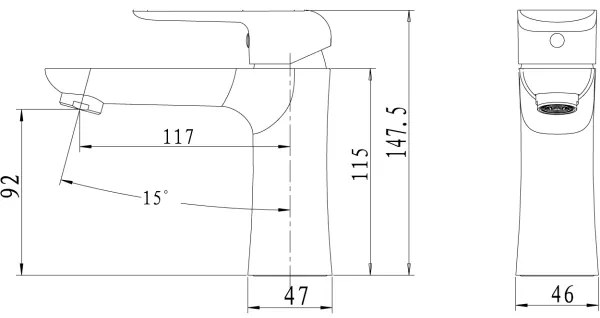 Novaservis - Baterie pentru lavoar NOBLESS TINA crom lucios
