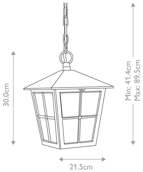 Lustră pe lanț de exterior CANTERBURY 1xE27/100W/230V IP43 neagră Elstead