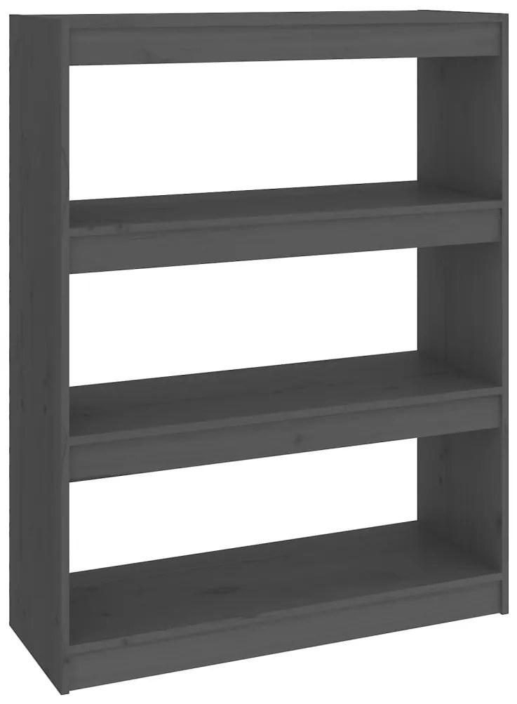 808190 vidaXL Bibliotecă/Separator cameră gri, 80x30x103,5 cm lemn masiv pin