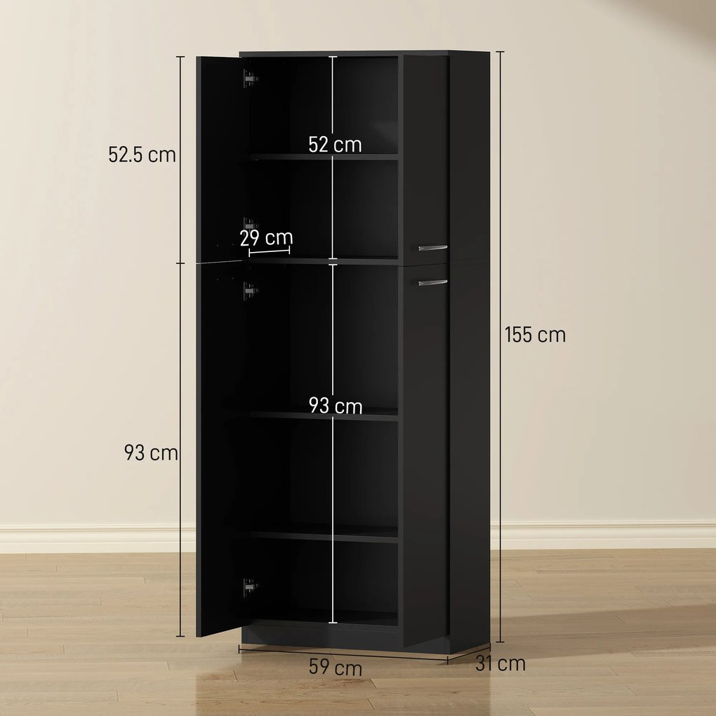 HOMCOM Mobilier de depozitare cu 2 dulapuri și rafturi reglabile din lemn negru | Aosom Romania