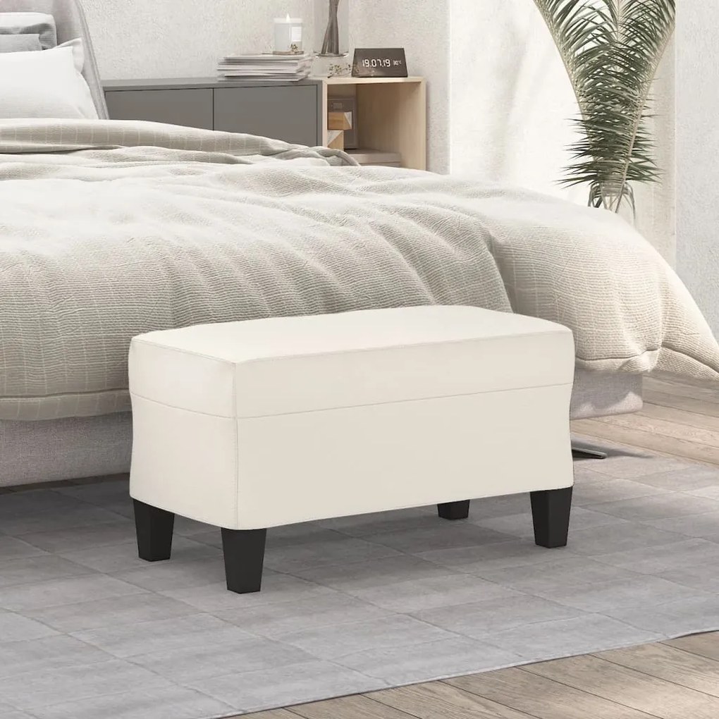 349440 vidaXL Bancă, crem, 70x35x41 cm, piele ecologică