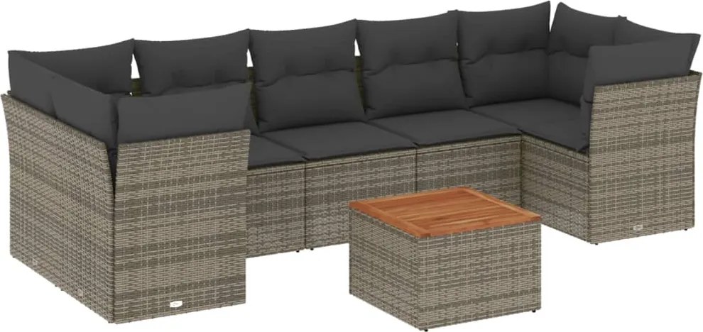 vidaXL Set canapele de grădină cu perne, 8 piese, gri, poliratan
