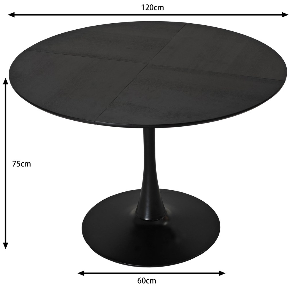 Masă de sufragerie rotundă modernă, Negru | Aosom Romania