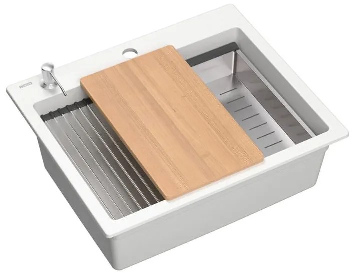 Chiuveta din granit KURT 110 WORKSTATION alb