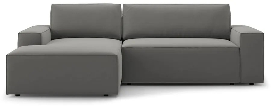 Colțar gri deschis extensibil/cu spațiu de depozitare cu tapițerie din catifea (cu colț pe partea stângă /cu șezlong) Jodie – Micadoni