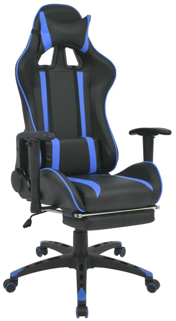 vidaXL Scaun birou rabatabil, design racing, suport picioare, albastru