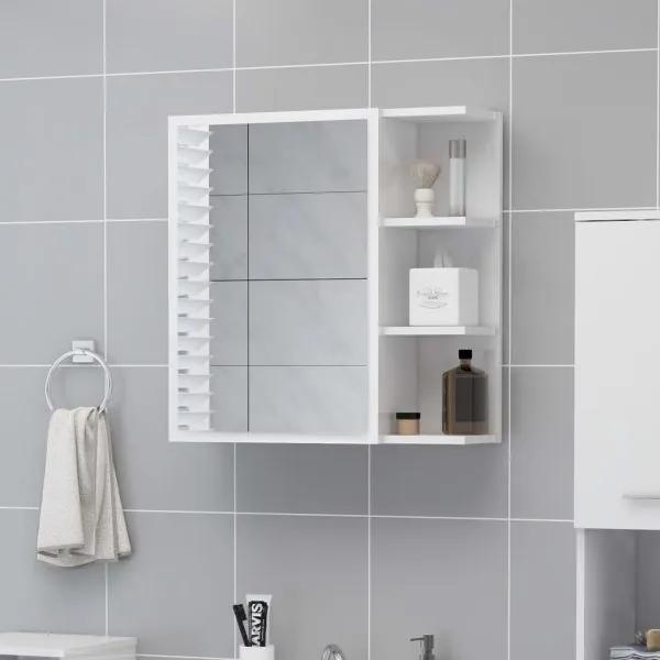 VidaXL Dulap de baie cu oglindă, alb extralucios, 62,5x20,5x64 cm, pal