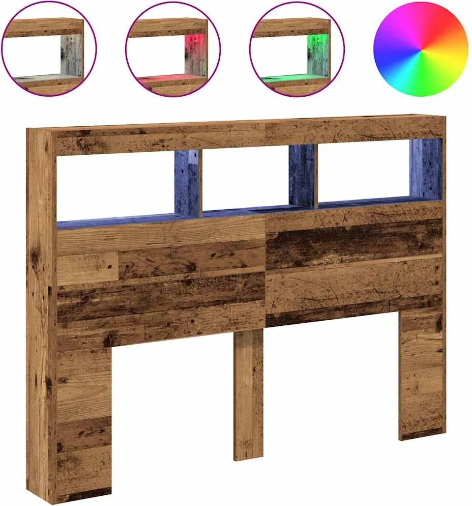 vidaXL Dulap pentru tăblie cu LED Lemn vechi 140x17x102 cm