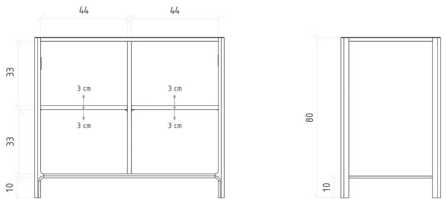 Dulap în culoare naturală din lemn de stejar 95x80 cm Twig – The Beds
